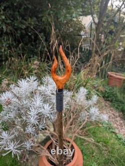 Red Fire Yew carved Thumb Stick On A 49 Inch Hazel