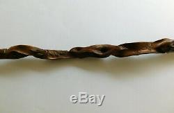 Red Willow Heavily Carved Antique Walking Stick Dated 1885 with Bison