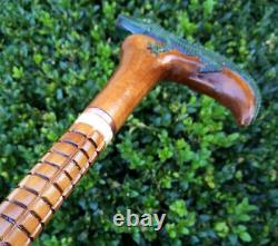 Reed Staff Wood Wooden Hand Carved Carving Handmade Walking Stick Canes Sticks