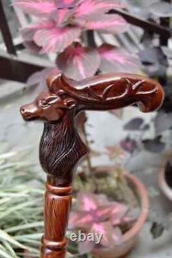 Reindeer Wooden Hand carved Cane Artistic Hand Carved Walking Stick