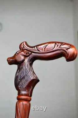 Reindeer Wooden Hand carved Cane Artistic Hand Carved Walking Stick for Style