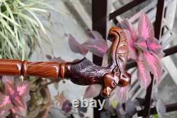 Reindeer Wooden Hand carved Cane Artistic Hand Carved Walking Stick for Style