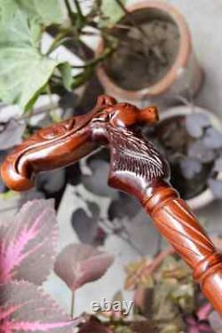 Reindeer Wooden Hand carved Cane Artistic Hand Carved Walking Stick for Style