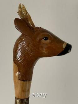 Roebuck Head Hazel Walking Stick Hand Carved. Beautiful xmas birthday present