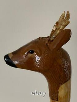 Roebuck Head Hazel Walking Stick Hand Carved. Beautiful xmas birthday present