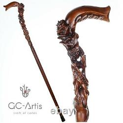 Rose Flower Wooden Cane Walking Stick Staff Hand Carved for women ladies support