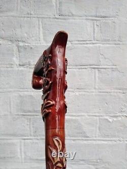 Roses Style Hand Carved Walking Stick Wooden Unique Walking Cane For Women