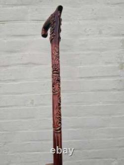 Roses Walking Cane For Woman Design Walking Hand Carved Wooden Stick