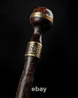 Royal Walking Cane King Wooden Stick Handmade Carved Hiking Baston