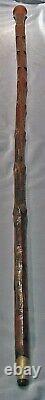 SCARCE c1800s Scratch CARVED Antique Blackthorn Stick Cane WELSH Victorian