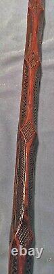 SCARCE c1800s Scratch CARVED Antique Blackthorn Stick Cane WELSH Victorian