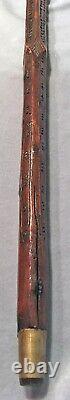 SCARCE c1800s Scratch CARVED Antique Blackthorn Stick Cane WELSH Victorian