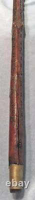 SCARCE c1800s Scratch CARVED Antique Blackthorn Stick Cane WELSH Victorian