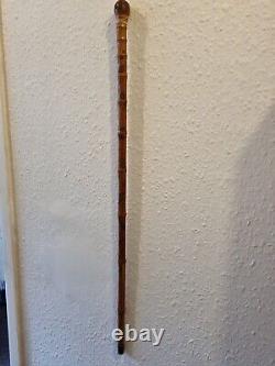 SIGNED Japanese Bamboo Walking Cane with BUG CARVINGS, various animals NICE ITEM