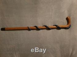 SNAKE wooden walking stick / cane -Carved from oak. Handmade. 86 cm