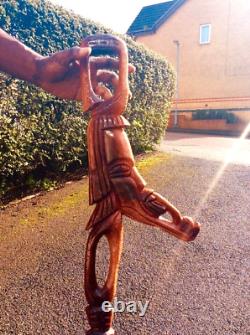 STUNNING 2 TONE, Jamaican, hand carved Cultural Artistic Walking stick/Staff