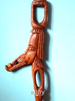 STUNNING 2 TONE, Jamaican, hand carved Cultural Artistic Walking stick/Staff
