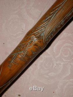 SUPERB GADGET Japanese bamboo fishing rod STICK/CANE. (HAND CARVED SHAFT)