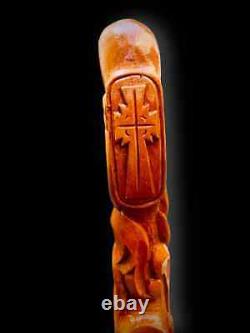 Set of 2 Vintage Style Wooden Hand Carved Walking Stick cane Antique New