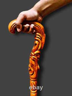 Set of 2 Vintage Style Wooden Hand Carved Walking Stick cane Antique New