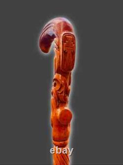 Set of 2 Vintage Style Wooden Hand Carved Walking Stick cane Antique New