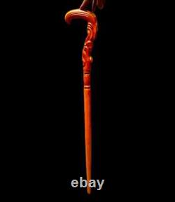 Set of 2 Vintage Style Wooden Hand Carved Walking Stick cane Antique New