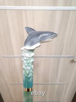 Shark walking stick, handmade, wood carved shark walking cane