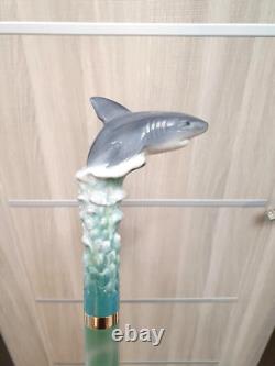Shark walking stick, handmade, wood carved shark walking cane