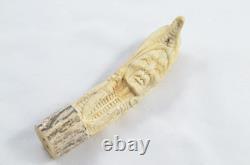 Sheffield Hand Carved American Indian Walking Stick Cane Top Handle Antler Horn