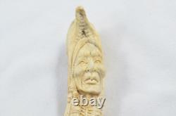 Sheffield Hand Carved American Indian Walking Stick Cane Top Handle Antler Horn