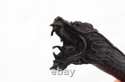 Sheffield Hand Carved Antler Horn Chinese Dragon Walking Stick Cane Top Handle