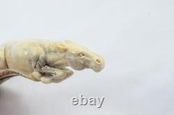 Sheffield Hand Carved Antler Horn Small Horse Walking Stick Cane Top Handle