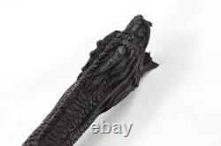 Sheffield Hand Carved Black Dragon Walking Stick Cane Top Handle Antler Horn