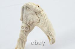 Sheffield Hand Carved Intricate Animal Walking Stick Cane Top Handle Antler Horn