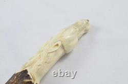 Sheffield Hand Carved Small Stallion Walking Stick Cane Top Handle Antler Horn