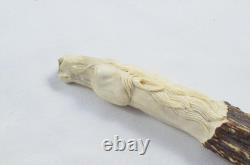 Sheffield Hand Carved Small Stallion Walking Stick Cane Top Handle Antler Horn