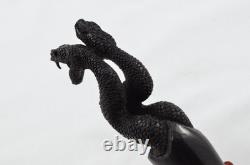 Sheffield Hand Carved Snakes Walking Stick Cane Top Handle Antler Horn