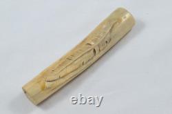 Sheffield Hand Carved Whole Antler Horn Feather Walking Stick Cane Top Handle