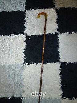Shepherd's Crook Walking Stick With Carved Spotted Trout Fish Handle