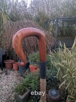 Shepherd's Crook With Carved Feathered Neck