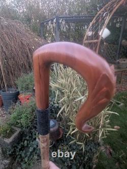 Shepherd's Crook With Carved Feathered Neck