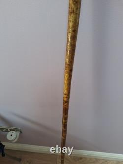 Shepherds Crook, Hand Carved Pheasant, Rams Horn Walking Stick 54 Tall