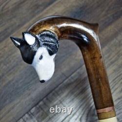 Siberian Husky Dig Breed Cane Walking Stick 37 Beautiful Hand Carving Stick