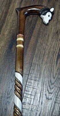 Siberian Husky Dig Breed Cane Walking Stick 37 Beautiful Hand Carving Stick