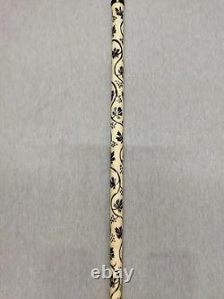 Silver Headed White Wooden Walking Stick, High Quality Special Carved Cane