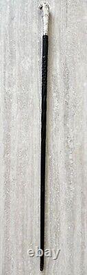 Silver Top Carved Ebony Cane Import Marks 1892 by Samuel Boyce Landeck