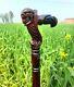 Skull Cane Wooden Walking Stick Ergonomic Palm Grip Handle Wood Carved Walking C