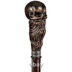 Skull Head Handle Walking Cane Stick Hand Carved Wooden Walking Stick X Mass Gif