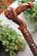 Skull Wooden Hand Carved Cane Rustic Walking Stick Natural Styled