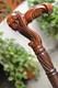 Skull Wooden Hand carved Cane Rustic Hand Carved Walking Stick with Natural Hand
